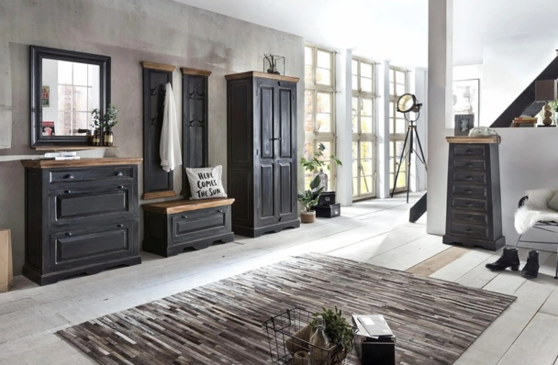 SIT Garderobenpaneel »CORSICA mit 4 Doppelhaken im Vintage-Stil« 8 Aufhängemöglichkeiten durch 4 praktische Doppelhaken