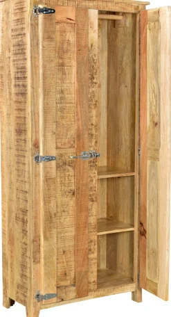 SIT Garderobenschrank »Brest aus Mangoholz mit 2 Türen, Kleiderstange & Böden« 2 Türen mit markanten Kühlschrankgriffen & viel Stauraum