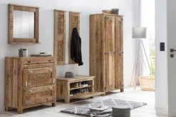 SIT Garderobenschrank »Brest aus Mangoholz mit 2 Türen, Kleiderstange & Böden« 2 Türen mit markanten Kühlschrankgriffen & viel Stauraum