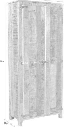 SIT Garderobenschrank »Brest aus Mangoholz mit 2 Türen, Kleiderstange & Böden« 2 Türen mit markanten Kühlschrankgriffen & viel Stauraum