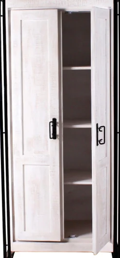 SIT Garderobenschrank »CANE Mangoholz White Wash mit Altmetall-Akzenten« Vintage-Look mit White Wash, Altmetall und Gebrauchsspuren