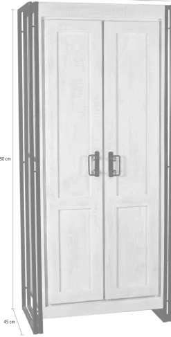 SIT Garderobenschrank »CANE Mangoholz White Wash mit Altmetall-Akzenten« Vintage-Look mit White Wash, Altmetall und Gebrauchsspuren