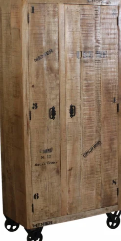 SIT Garderobenschrank »RUSTIC aus Mangoholz mit Rollen & Industrial-Look« Durchdachte Innenaufteilung mit Böden und Kleiderstange