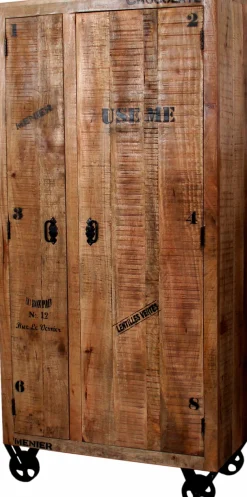 SIT Garderobenschrank »RUSTIC aus Mangoholz mit Rollen & Industrial-Look« Durchdachte Innenaufteilung mit Böden und Kleiderstange