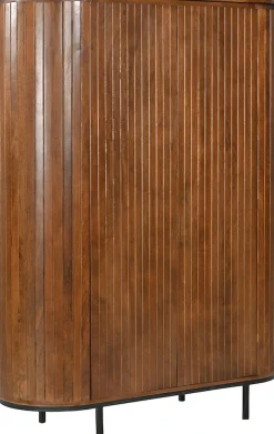 SIT Highboard »Aberdeen aus massivem Mangoholz mit Lamellenfront & 2 Türen« 1 Stk. tlg. Lamellenfront aus Mangoholz & schwarze Metallfüße