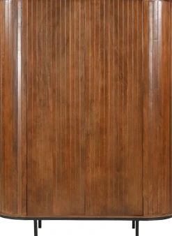 SIT Highboard »Aberdeen aus massivem Mangoholz mit Lamellenfront & 2 Türen« 1 Stk. tlg. Lamellenfront aus Mangoholz & schwarze Metallfüße