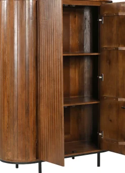 SIT Highboard »Aberdeen aus massivem Mangoholz mit Lamellenfront & 2 Türen« 1 Stk. tlg. Lamellenfront aus Mangoholz & schwarze Metallfüße
