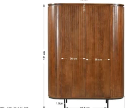 SIT Highboard »Aberdeen aus massivem Mangoholz mit Lamellenfront & 2 Türen« 1 Stk. tlg. Lamellenfront aus Mangoholz & schwarze Metallfüße