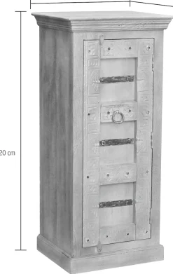 SIT Highboard »Krakau aus Mangoholz mit Schnitzereien & 1 Tür« Aufwendige Schnitzfront