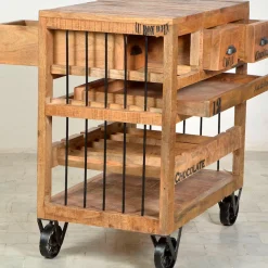 SIT Küchenwagen »RUSTIC aus Mangoholz mit Flaschenregal« Mit herausnehmbarem Tablett und integriertem Flaschenfach