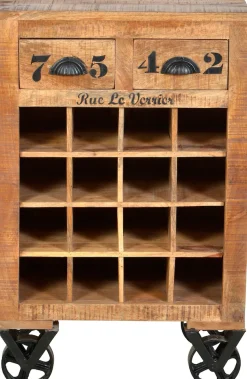 SIT Küchenwagen »RUSTIC Mangoholz mit Weinregal & 16 Flaschenfächern« Integriertes Flaschenregal für bis zu 16 Weinflaschen