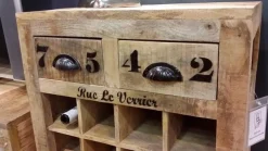 SIT Küchenwagen »RUSTIC Mangoholz mit Weinregal & 16 Flaschenfächern« Integriertes Flaschenregal für bis zu 16 Weinflaschen