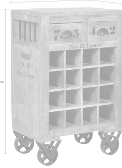 SIT Küchenwagen »RUSTIC Mangoholz mit Weinregal & 16 Flaschenfächern« Integriertes Flaschenregal für bis zu 16 Weinflaschen