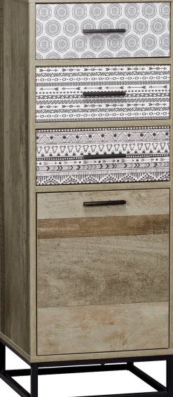 SIT Kommode »Mailbox mit 3 Schubladen und Tür in Holzoptik« Dekorative schwarz-weiße Musterfronten im Skandi-Design