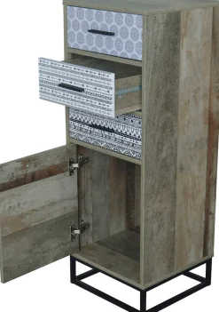 SIT Kommode »Mailbox mit 3 Schubladen und Tür in Holzoptik« Dekorative schwarz-weiße Musterfronten im Skandi-Design