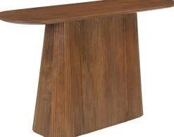 SIT Konsolentisch »Mumbai oval aus massivem Mangoholz mit Lamellen-Sockel« Ovale 140-cm-Platte trifft auf modernes Lamellendesign