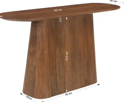 SIT Konsolentisch »Mumbai oval aus massivem Mangoholz mit Lamellen-Sockel« Ovale 140-cm-Platte trifft auf modernes Lamellendesign