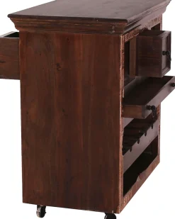 SIT Mehrzweckschrank »Xiamen Küchenwagen aus Altholz mit Rollen, Tablett & Stauraum« 3 Schubladen, Flaschenablage & herausnehmbares Tablett