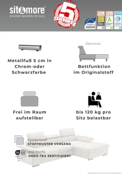sit&more Ecksofa »Alcudia L-Form, B: 272 cm, Arm- und Kopfteilverstellung, Eckcouch« optional Schlaffunktion, Komfortsitz
