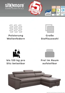 sit&more Ecksofa »Andiamo L-Form« wahlweise mit Schlaffunktion, inklusive Kopfteilverstellung