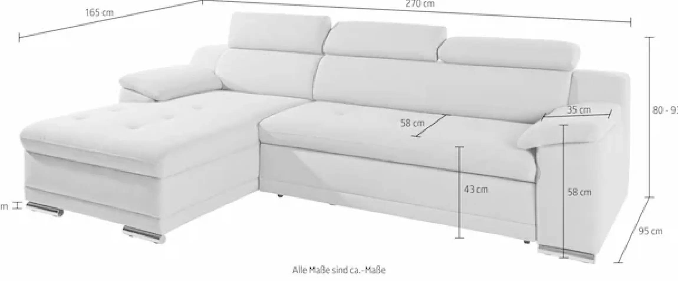 sit&more Ecksofa »Andiamo L-Form« wahlweise mit Schlaffunktion, inklusive Kopfteilverstellung