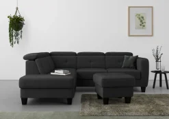 sit&more Ecksofa »Belluci L-Form« inklusive Federkern, wahlweise mit Schlaffunktion und Bettkasten
