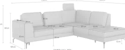 sit&more Ecksofa »Bendigo L-Form« inklusive Sitztiefenverstellung, Bodenfreiheit 12 cm, in 2 Fußfarben
