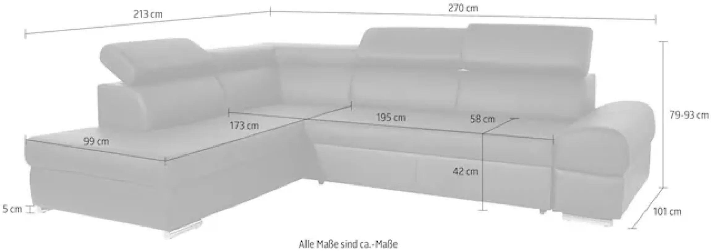 sit&more Ecksofa »Broadway L-Form« mit verstellbaren Kopfteilen, wahlweise mit Schlaffunktion