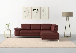 sit&more Ecksofa »Cabrio L-Form, B: 274 cm, mit Sitztiefen-, Arm- & Kopfteilverstellung« 3 Nierenkissen, Federkern, optional Schlaffunktion und Stauraum
