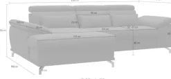 sit&more Ecksofa »Cabrio L-Form, B: 295 cm, mit Sitztiefen-, Arm- & Kopfteilverstellung« 2 Nierenkissen, Federkern, optional Schlaffunktion und Stauraum