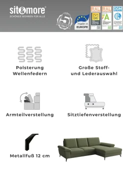 sit&more Ecksofa »Chelsea L-Form, B: 264 cm, mit Armteil-& Sitztiefenverstellung« optional Schlaffunktion und Bettkasten