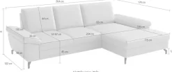 sit&more Ecksofa »Chelsea L-Form, B: 264 cm, Leder, inkl. Sitztiefen-&Armteilverstellung« optional mit Schlaffunktion und Bettkasten