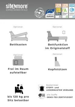 sit&more Ecksofa »Chelsea L-Form, B: 264 cm, Leder, inkl. Sitztiefen-&Armteilverstellung« optional mit Schlaffunktion und Bettkasten