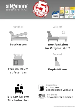 sit&more Ecksofa »Chelsea L-Form, B: 264 cm, Leder, inkl. Sitztiefen-&Armteilverstellung« optional mit Schlaffunktion und Bettkasten