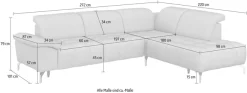 sit&more Ecksofa »Cool L-Form« wahlweise mit Kopfteilverstellung und Vorziehsitz, motorisch