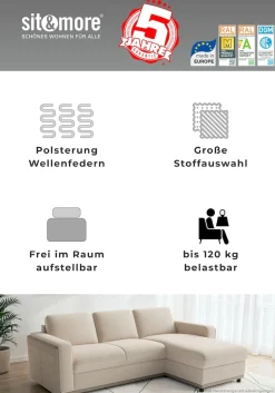 sit&more Ecksofa »Cordoba« wahlweise mit Schlaffunktion und Bettkasten oder Stauraum