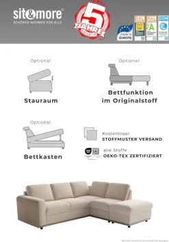 sit&more Ecksofa »Cordoba« wahlweise mit Schlaffunktion und Bettkasten oder Stauraum