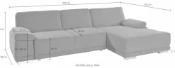 sit&more Ecksofa »Coria L-Form« mit XL-Recamiere, wahlweise mit Schlaffunktion
