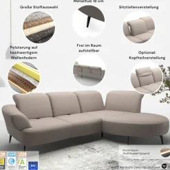 sit&more Ecksofa »Dance, L-Form, inkl. Sitztiefenverstellung« inkl. Click&Seat, optional mit Kopfteilverstellung