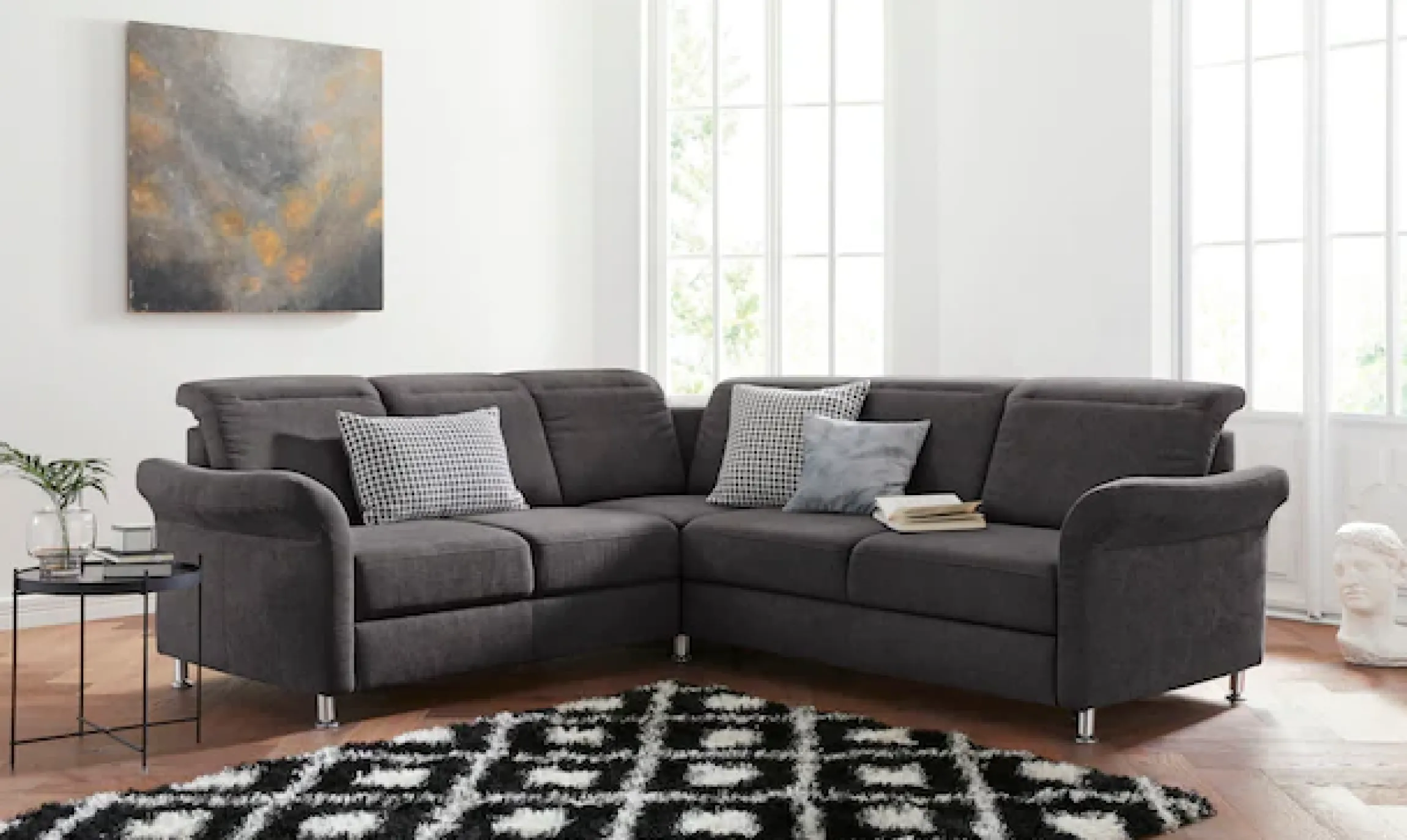 sit&more Ecksofa »Darwin L-Form« inklusive Federkern, wahlweise mit Kopfteilverstellung, Schlaffunktion