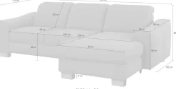 sit&more Ecksofa »Dundee L-Form« mit Federkern und Edelstahlfüßen, wahlweise mit Kopfteilverstellung