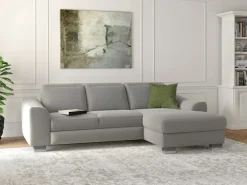 sit&more Ecksofa »Dundee L-Form« mit Federkern und Edelstahlfüßen, wahlweise mit Kopfteilverstellung