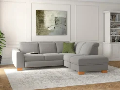 sit&more Ecksofa »Dundee L-Form« mit Federkern und Massivholzfüßen, wahlweise mit Kopfteilverstellung