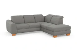 sit&more Ecksofa »Dundee L-Form« mit Federkern und Massivholzfüßen, wahlweise mit Kopfteilverstellung