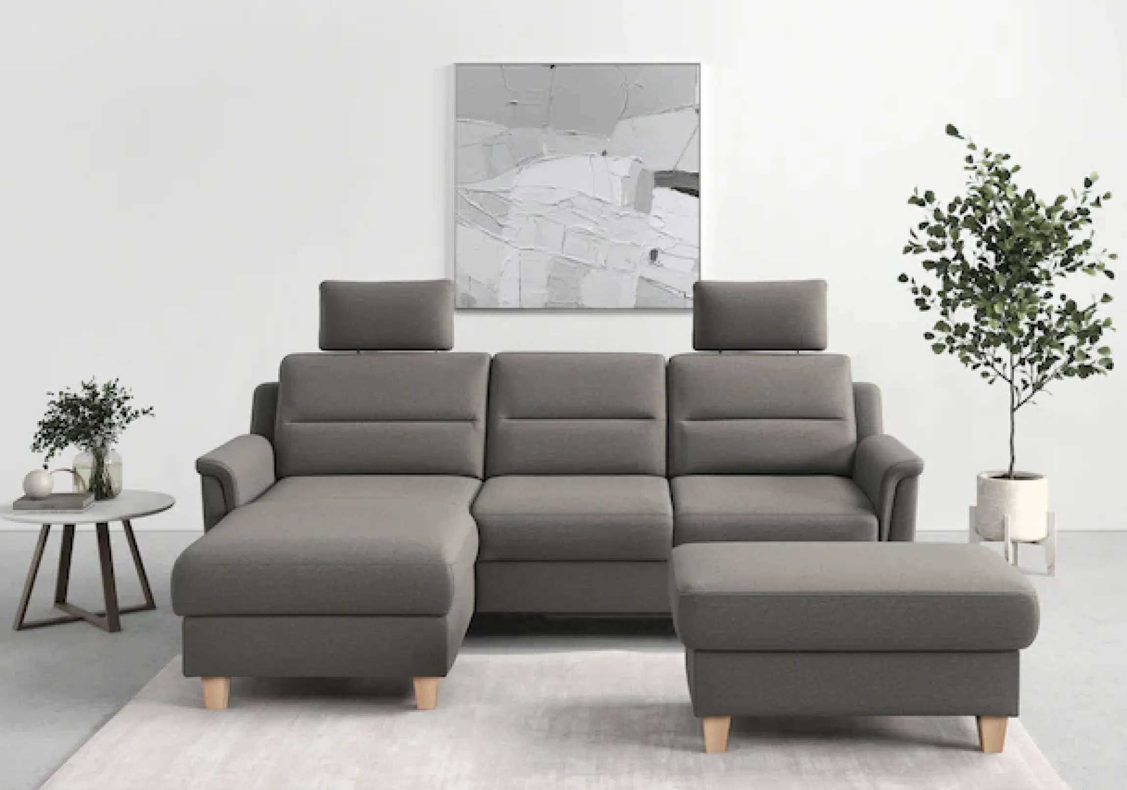 sit&more Ecksofa »Farö L-Form« inklusive Federkern, wahlweise mit Schlaffunktion und Bettkasten