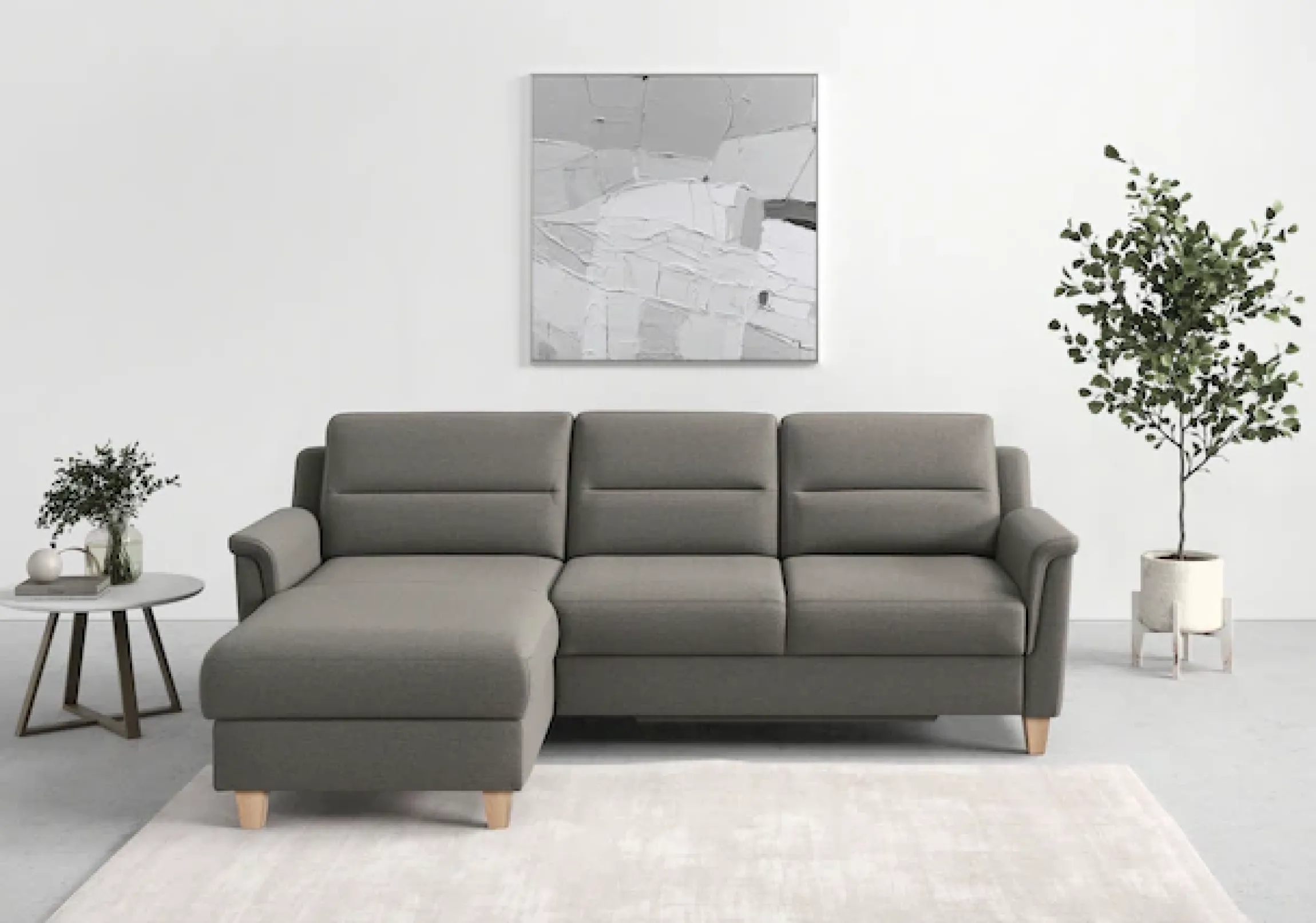 sit&more Ecksofa »Farö L-Form« inklusive Federkern, wahlweise mit Schlaffunktion und Bettkasten