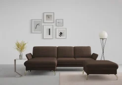 sit&more Ecksofa »Fashion L-Form« wahlweise mit Kopfteilverstellung, Vorziehsitz, motorisch, Nickelfüße