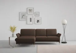 sit&more Ecksofa »Fashion L-Form« wahlweise mit Kopfteilverstellung, Vorziehsitz, motorisch, Nickelfüße