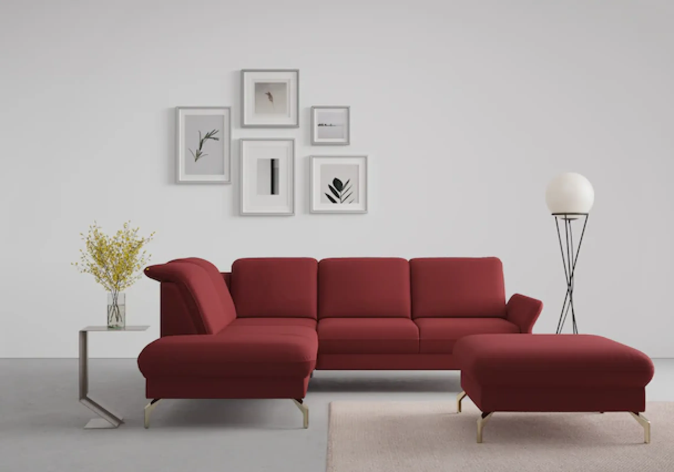sit&more Ecksofa »Fashion L-Form« wahlweise mit Kopfteilverstellung, Vorziehsitz, motorisch, Nickelfüße