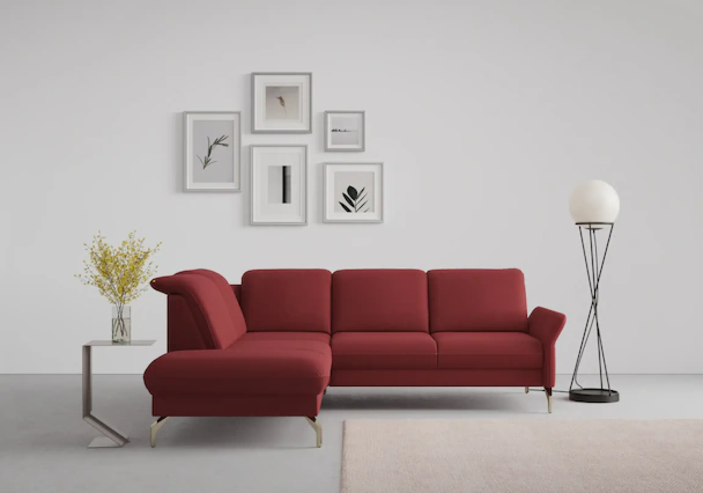 sit&more Ecksofa »Fashion L-Form« wahlweise mit Kopfteilverstellung, Vorziehsitz, motorisch, Nickelfüße